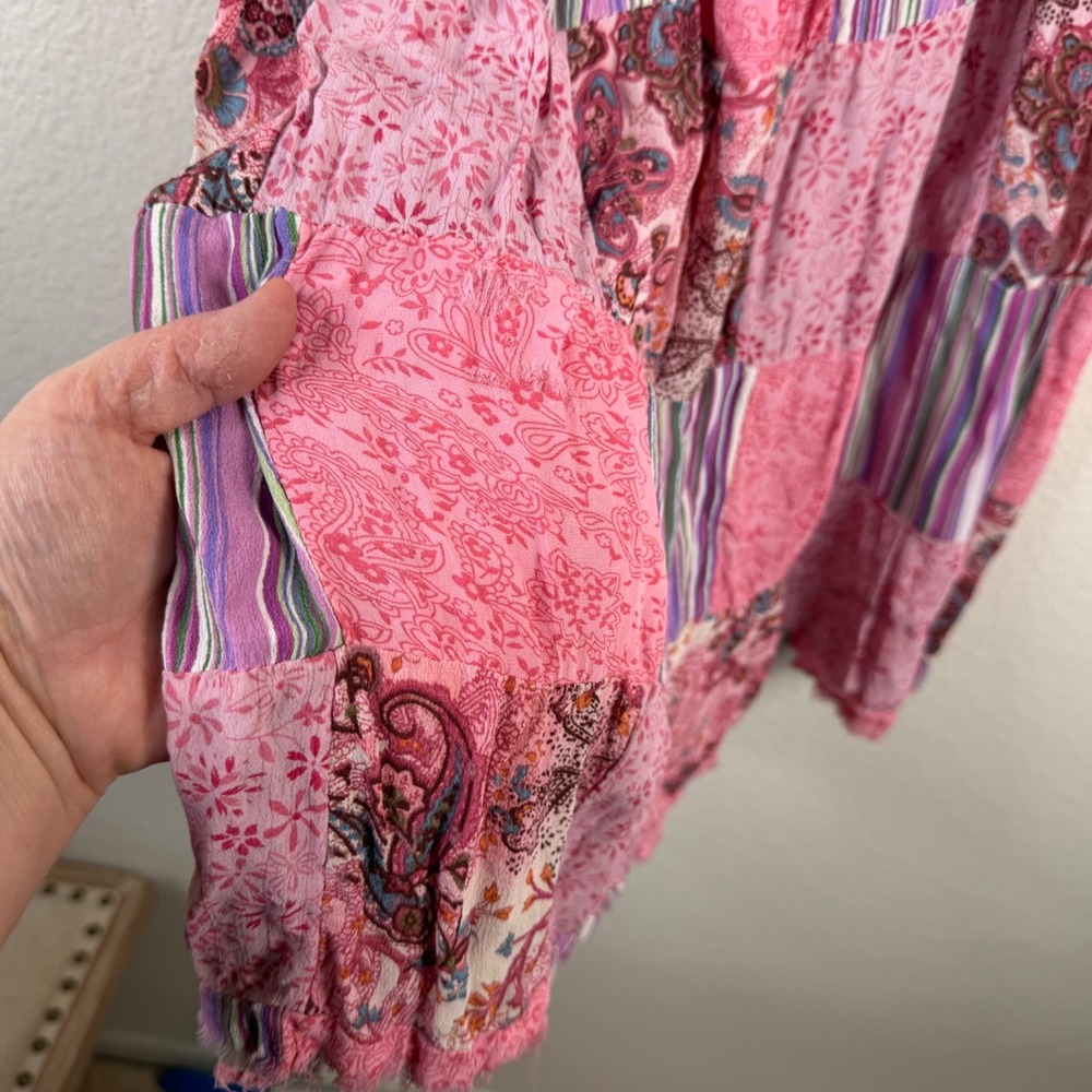 Flower Women's Skirt Pink Free Size Patchwork Boho Hippie Granola Cottage Core - Picture 4 of 9